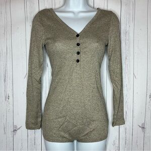 Women's Small V Neck Long Sleeve Shorts Romper Jumpsuit Bodycon Pajama Bodysuit